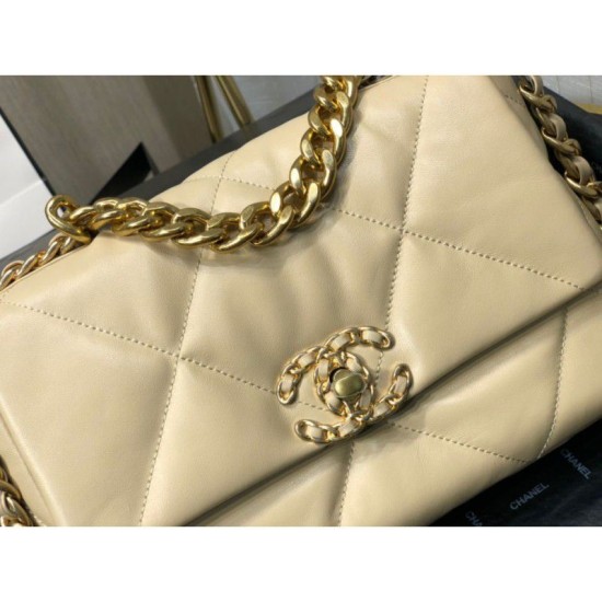 Replica Borsa Large 19 in lana tweed con patta AS1162 AS1160 Albicocca