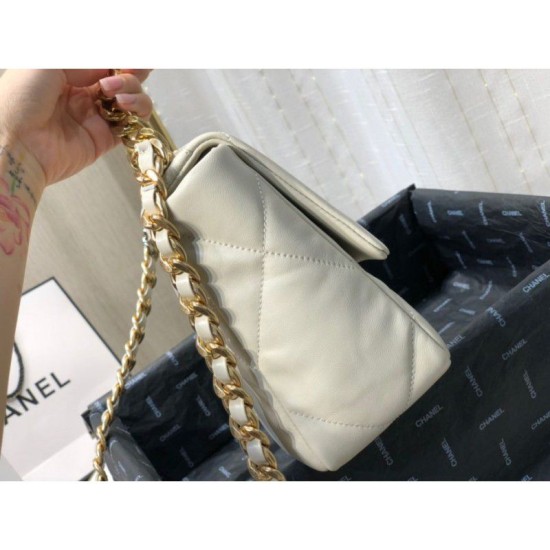 Replica Borsa Large 19 in lana tweed con patta AS1162 AS1160 Beige