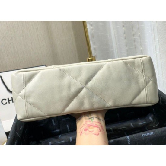 Replica Borsa Large 19 in lana tweed con patta AS1162 AS1160 Beige