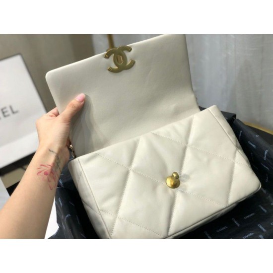 Replica Borsa Large 19 in lana tweed con patta AS1162 AS1160 Beige