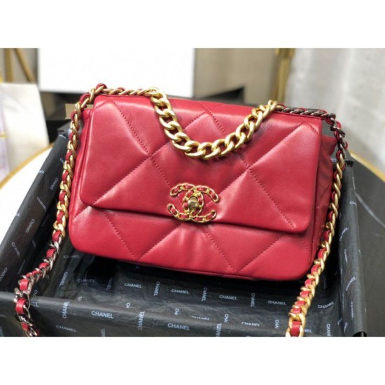 Replica Borsa Large 19 in lana tweed con patta AS1162 AS1160 Rossa