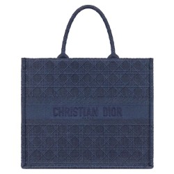 Replica Christian Dior Cannage Embroidery Dior Book Tote Borse Blu scuro