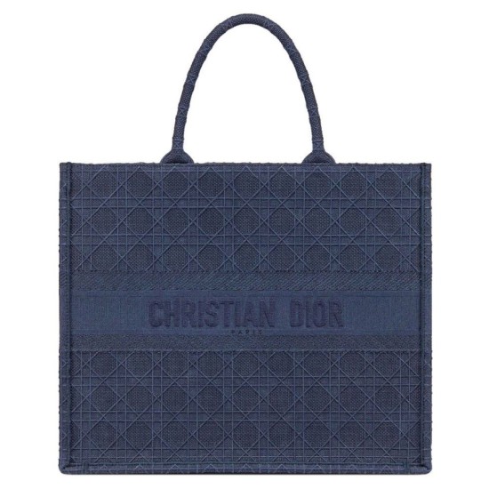 Replica Christian Dior Cannage Embroidery Dior Book Tote Borse Blu scuro