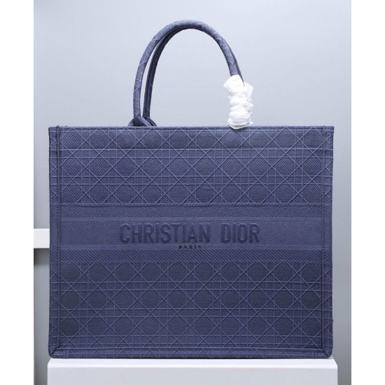 Replica Christian Dior Cannage Embroidery Dior Book Tote Borse Blu scuro