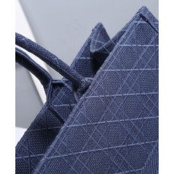 Replica Christian Dior Cannage Embroidery Dior Book Tote Borse Blu scuro