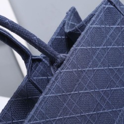 Replica Christian Dior Cannage Embroidery Dior Book Tote Borse Blu scuro