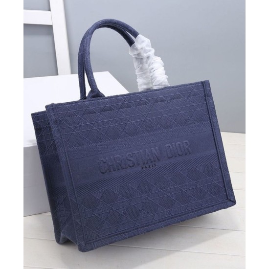 Replica Borsa tote Christian Dior piccola Dior Book Blu scuro