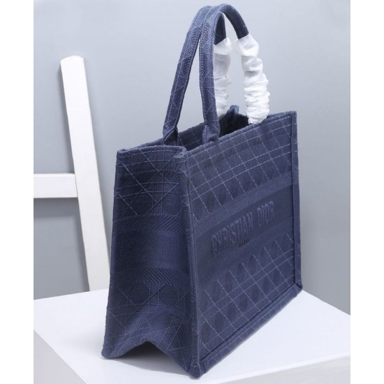 Replica Borsa tote Christian Dior piccola Dior Book Blu scuro