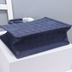 Replica Borsa tote Christian Dior piccola Dior Book Blu scuro
