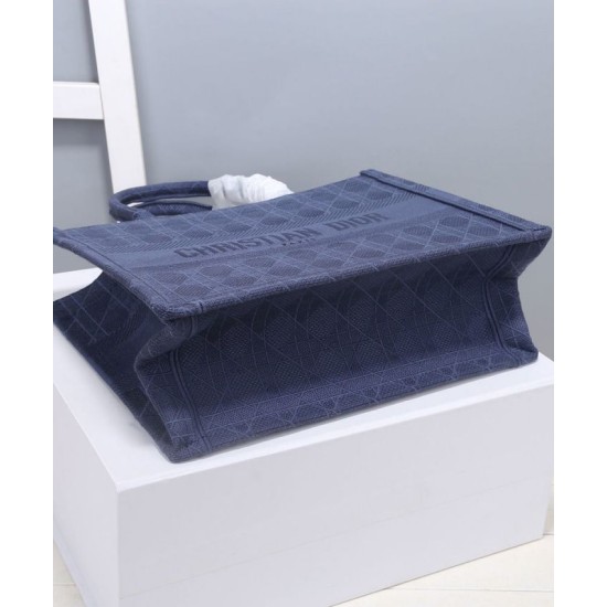 Replica Borsa tote Christian Dior piccola Dior Book Blu scuro