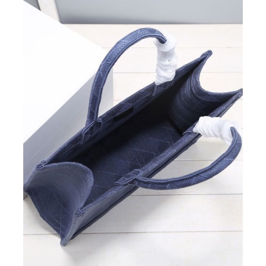 Replica Borsa tote Christian Dior piccola Dior Book Blu scuro