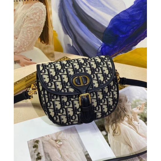 Replica Borsa Christian Dior piccola Dior Bobby blu scuro