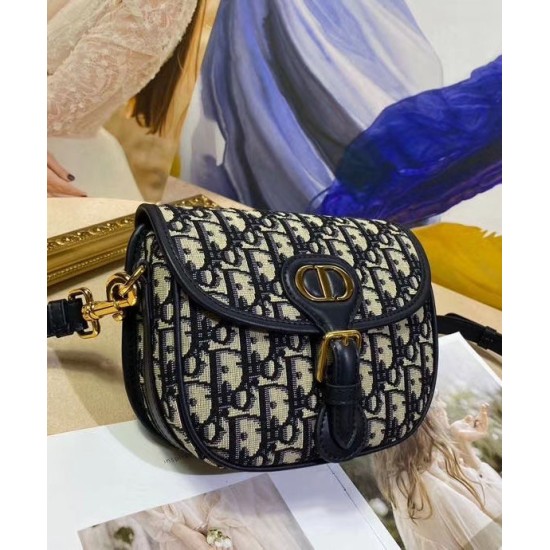 Replica Borsa Christian Dior piccola Dior Bobby blu scuro