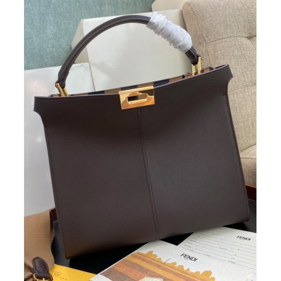 Replica Borsa Peekaboo X-lite media in pelle caffè scuro