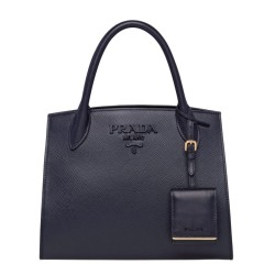 Replica Borsa in pelle Saffiano monocromatica Prada 1BA156 blu scuro