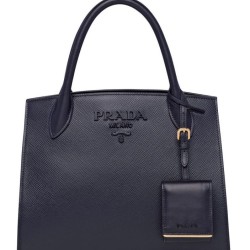 Replica Borsa in pelle Saffiano monocromatica Prada 1BA156 blu scuro
