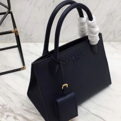 Replica Borsa in pelle Saffiano monocromatica Prada 1BA156 blu scuro