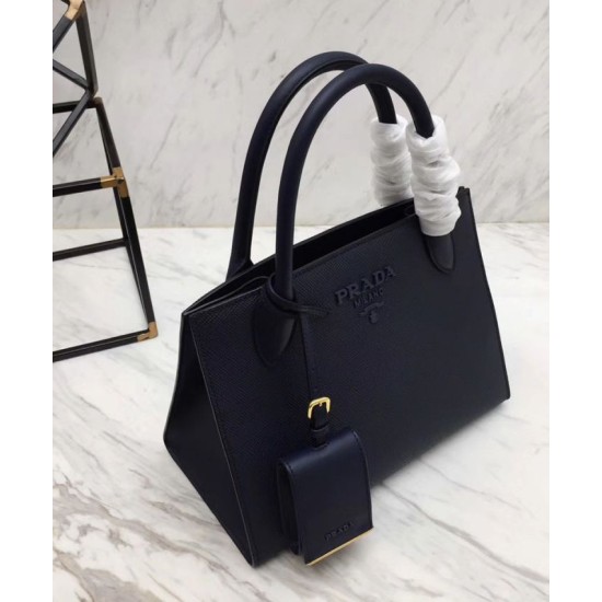 Replica Borsa in pelle Saffiano monocromatica Prada 1BA156 blu scuro Replica Borsa in pelle Saffiano monocromatica Prada 1BA156 blu scuro