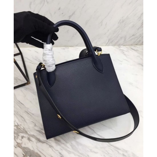 Replica Borsa in pelle Saffiano monocromatica Prada 1BA156 blu scuro Replica Borsa in pelle Saffiano monocromatica Prada 1BA156 blu scuro