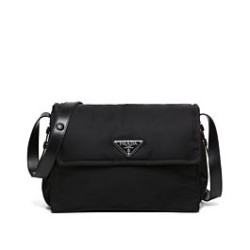 Replica Borsa a tracolla Prada Medium in nylon imbottito 1BD255 Nera