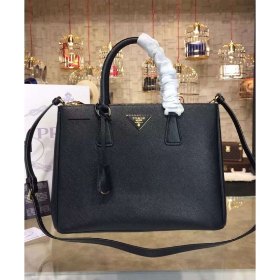 Replica Borsa tote Prada Galleria in pelle morbida 1BA274 Nera