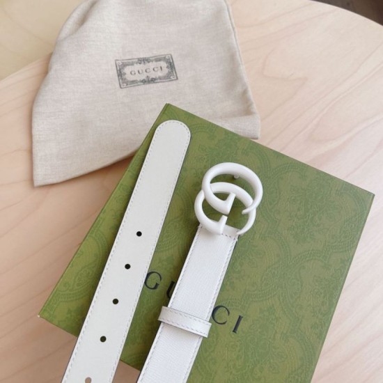 Replica Cintura Gucci GG Marmont sottile 3cm 414516 Bianco