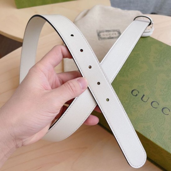 Replica Cintura Gucci GG Marmont sottile 3cm 414516 Bianco