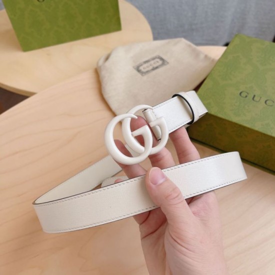 Replica Cintura Gucci GG Marmont sottile 3cm 414516 Bianco