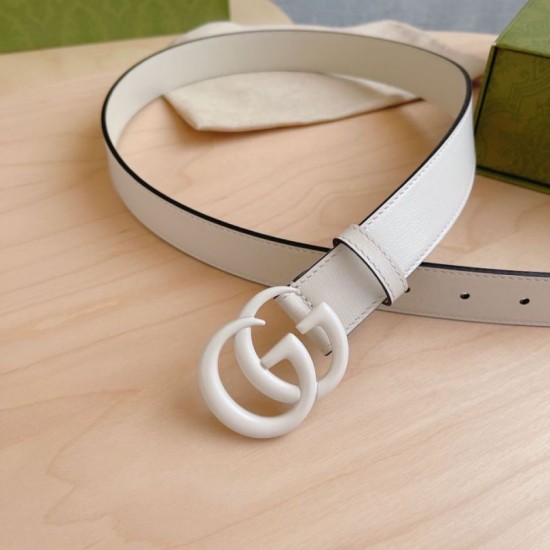 Replica Cintura Gucci GG Marmont sottile 3cm 414516 Bianco