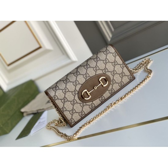 Replica Portafoglio Gucci Horsebit 1955 con catena 621892 Caffè