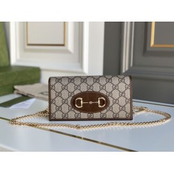 Replica Portafoglio Gucci Horsebit 1955 con catena 621892 Caffè