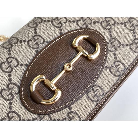 Replica Portafoglio Gucci Horsebit 1955 con catena 621892 Caffè