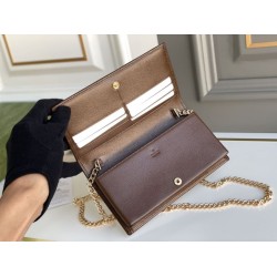 Replica Portafoglio Gucci Horsebit 1955 con catena 621892 Caffè