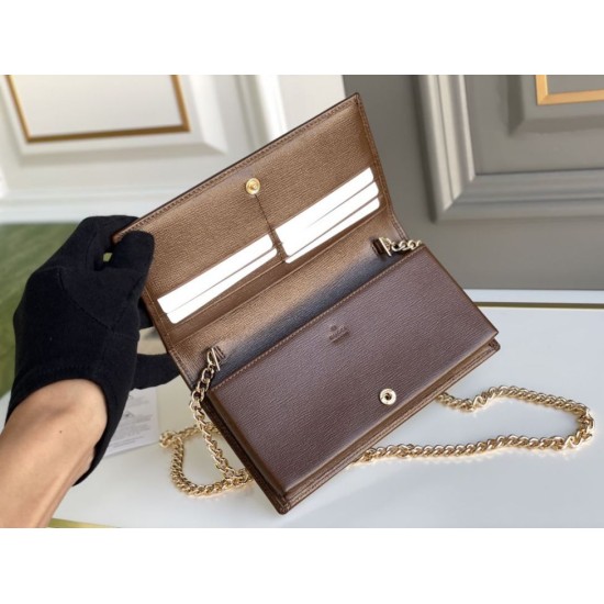 Replica Portafoglio Gucci Horsebit 1955 con catena 621892 Caffè