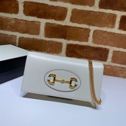 Replica Portafoglio Gucci Horsebit 1955 con catena 621892 Bianco