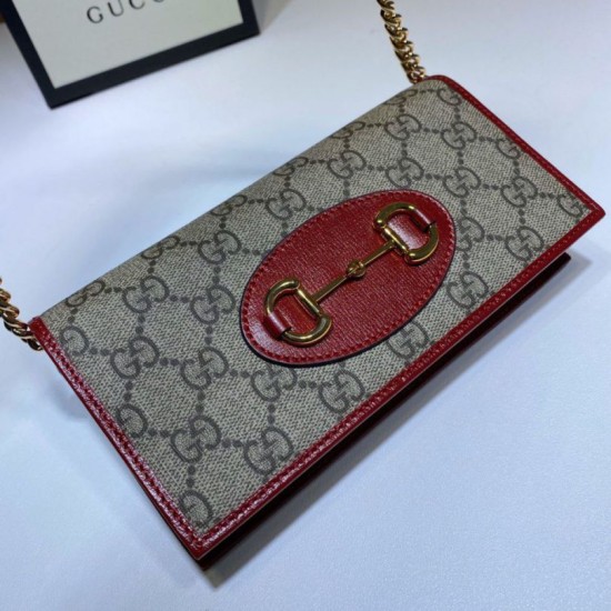 Replica Portafoglio Gucci Horsebit 1955 con catena 621892 Rosso