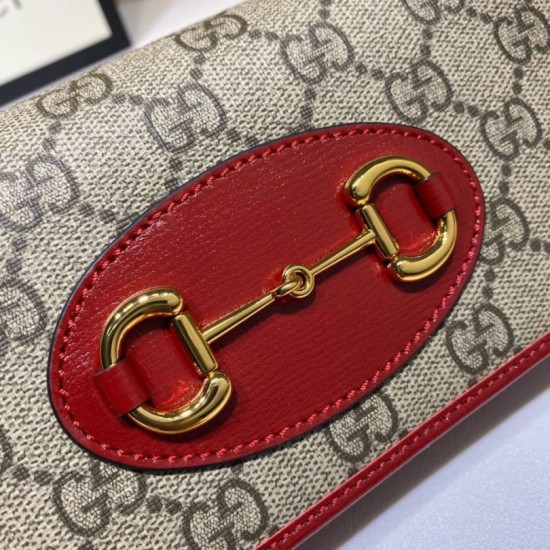 Replica Portafoglio Gucci Horsebit 1955 con catena 621892 Rosso