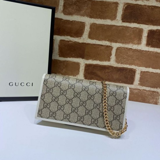 Replica Portafoglio Gucci Horsebit 1955 con catena 621892 Marrone / Bianco