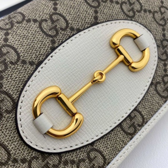 Replica Portafoglio Gucci Horsebit 1955 con catena 621892 Marrone / Bianco