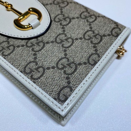 Replica Portafoglio Gucci Horsebit 1955 con catena 621892 Marrone / Bianco
