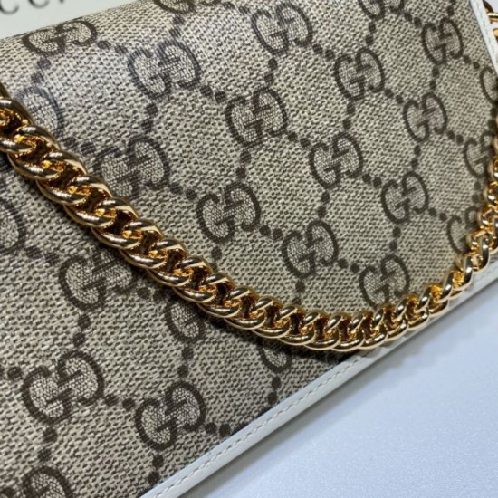Replica Portafoglio Gucci Horsebit 1955 con catena 621892 Marrone / Bianco