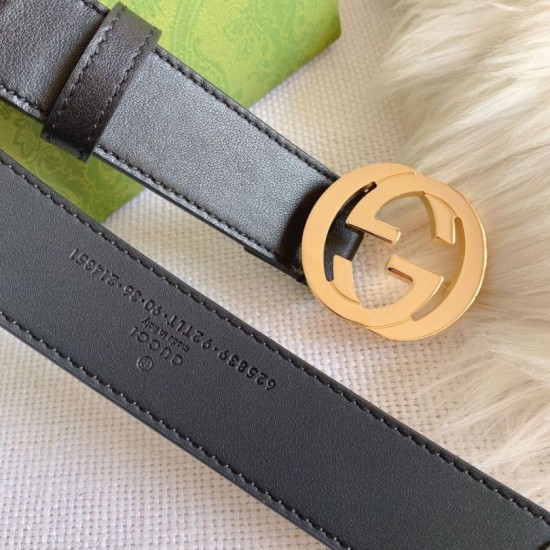 Replica Cintura Gucci GG con fibbia Doppia G 625839 Nera