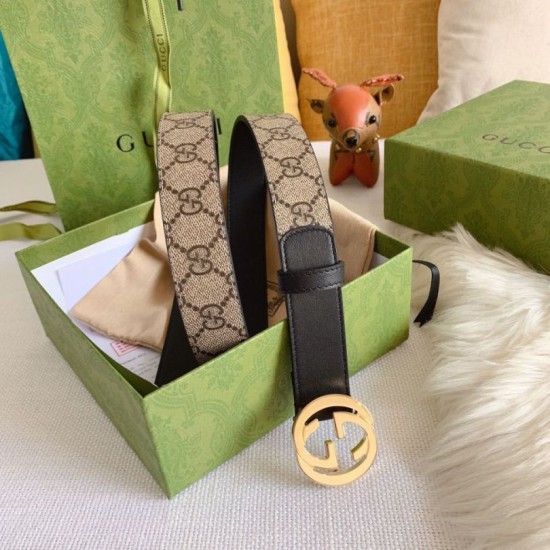 Replica Cintura Gucci GG con fibbia Doppia G 625839 Nera