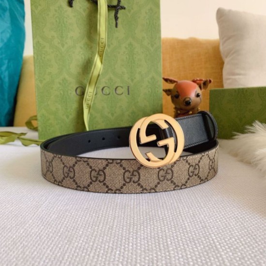 Replica Cintura Gucci GG con fibbia Doppia G 625839 Nera