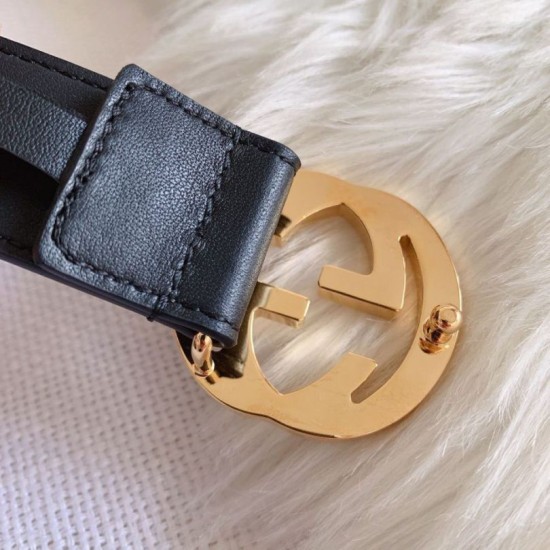 Replica Cintura Gucci GG con fibbia Doppia G 625839 Nera