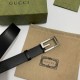 Replica Gucci Cintura reversibile con fibbia G Square 626974 Nero Argento