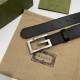 Replica Gucci Cintura reversibile con fibbia G Square 626974 Nero Argento