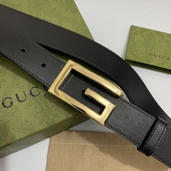 Replica Gucci Cintura reversibile con fibbia G Square 626974 Black Gold
