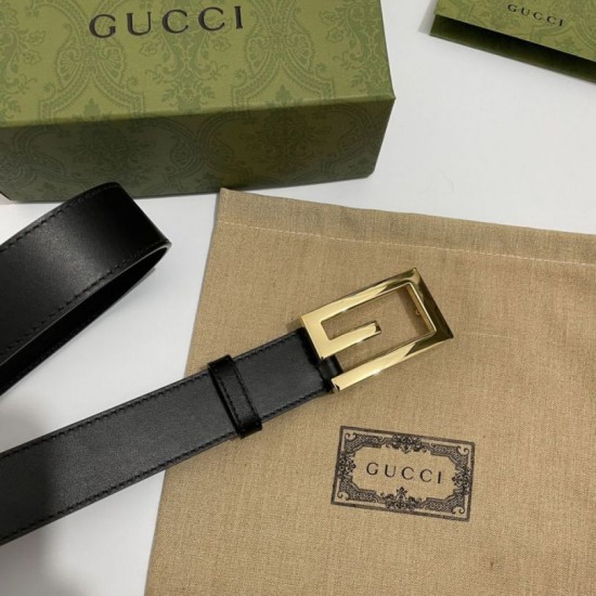 Replica Gucci Cintura reversibile con fibbia G Square 626974 Black Gold