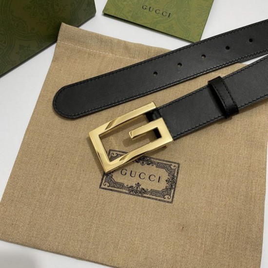 Replica Gucci Cintura reversibile con fibbia G Square 626974 Black Gold